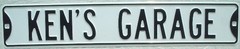 KEN’S GARAGE EMBOSSED Steel Street Sign 6″ by 32″ decor signs cars