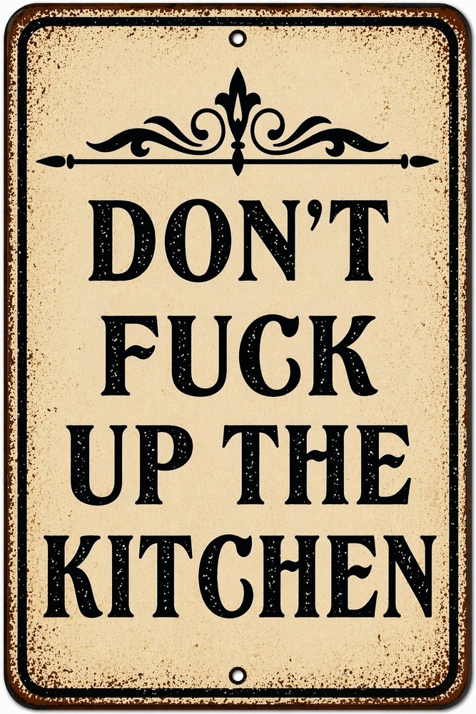Don’t F Up the Kitchen Funny Vintage Metal Sign Rustic Farmhouse 8x12Wall Decor