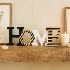 Rustic HOME Wooden Sign Decor | Black & White Farmhouse Freestanding Tabletop…