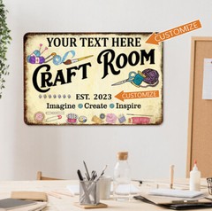 Custom Craft Room Sign Gift For Her She Shed Crafting Art Decor 108122002101