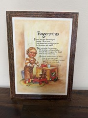 Vintage Fingerprints Wendy Lyn Plaque Zayre NOS Nursery Toy Room Kid Decor