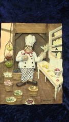 RIGGSBEE ITALIAN KITCHEN CHEF ~ Hand Painted & Signed ~ 4.75”x6.25” ~ VGC ~