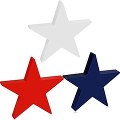 3 Pieces Independence Day Wooden Star Blocks Patriotic Wood Star Standing Blo…