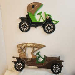 Vintage Metal Wall Hanging Cars Set Cast Automobile Retro Garage Man Cave Decor