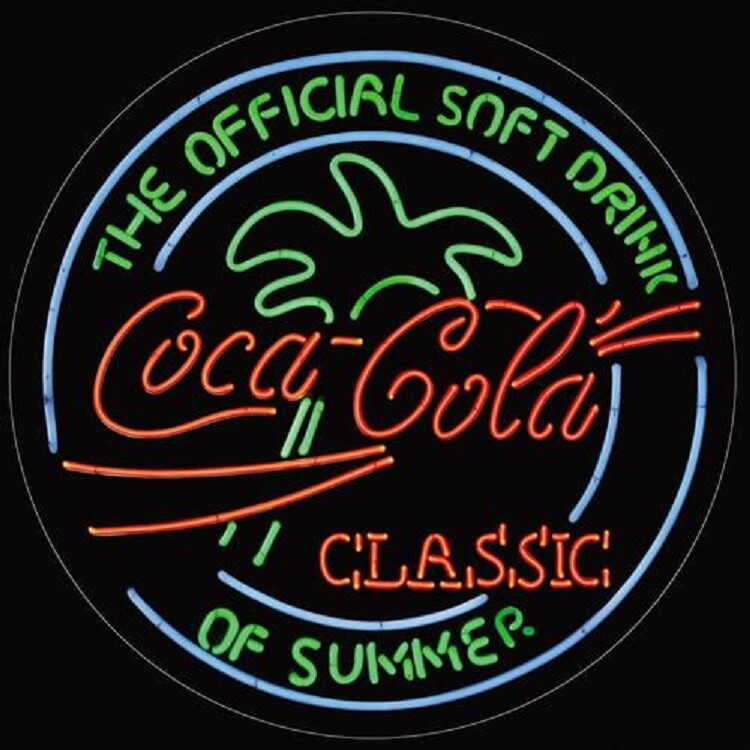 COCA-COLA CLASSIC THE OFFICIAL SOFT DRINK OF SUMMER ROUND TIN SIGN