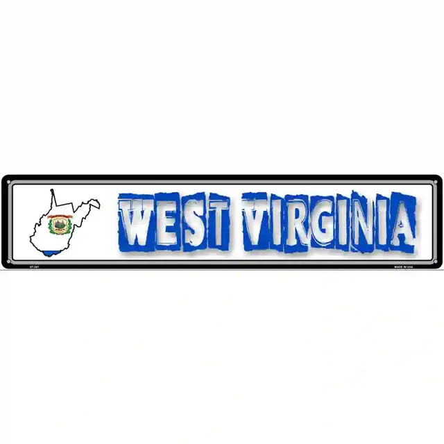 West Virginia State Outline 3″x12″ metal street sign plaque Home Door Garage