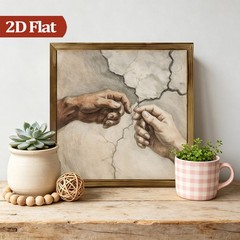 Two Hands about To Touch Wooden Plaque for Couple Living Rooms Dining Rooms Use