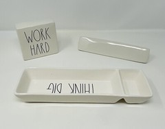 Rae Dunn Artisan 3 Piece Office Desk Set “Boss Lady” Paper Clip Pens Paperweight
