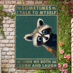 8×12 Tin Metal Sign Rustic Tinplate Raccoon Vintage Wall Art 8×12