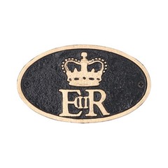 Queen Elizabeth ER II Wall Plaque Cast Iron English Sign