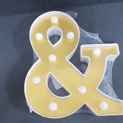 LED Light Marquee Ampersand “&” Letter Sign Battery Operated Gold Party Decor