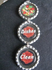 Birds and Flowers Country Black & Red Dishwasher Clean/Dirty Ornament~Gift Idea