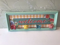 Pioneer Woman Kitchen Welcome Hanging Sign w/4 Hooks Wall Decor