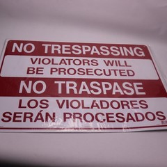 (1-Pk) Lynch Signs No Trespassing Sign Plastic Red/White 20 x 14 R-39BLS
