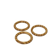 Set 3 Two Wood Tone Striped Pattern Small Bangles Display Decor Art GB378