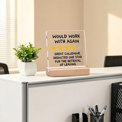 Funny Farewell Goodbye Gift for Coworker Leaving Work Review Sign Plaque