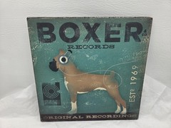 Boxer Records Dogs Rock Metal Wall Hanging Art Stephen Fowler Demdaco Pug Rustic