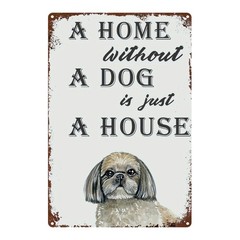 Retro Pet Dog Metal Sign Weathered Decor for Home Entryway & Shih Tzu Owners