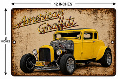 Graffiti Vintage Hot Rod Metal Sign Classic Car Garage Man Cave Wall Decor Gift