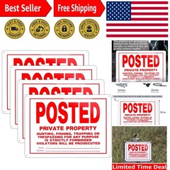 4-Pack No Trespassing Signs – Rust-Free Aluminum, 10×14 Inch for Ultimate Sec…