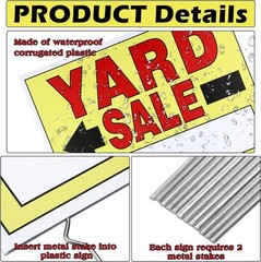 Yard Sale Signs with Metal Stakes 4Pack DoubleSided Printed Garage Sale SIgns…