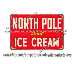 1950s North Pole Ice Cream metal tin sign man cave wall indoor wall decor