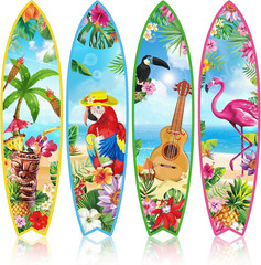 Surfboard Wall Decor Set – Tropical Beach Theme for Home Bar and Parties