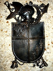 Shield Wall Plaque, Metal Art, Old World, Medieval, Fleur de Lis, Knight, Cross