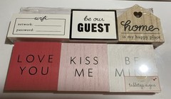 Tabletop Signs Wood Blocks 2 Sets Decorative Message Home Decor