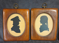 Sidney Z Lucas Boy Girl Silhouette Wall Art Pair Solid Wood Framed Vintage