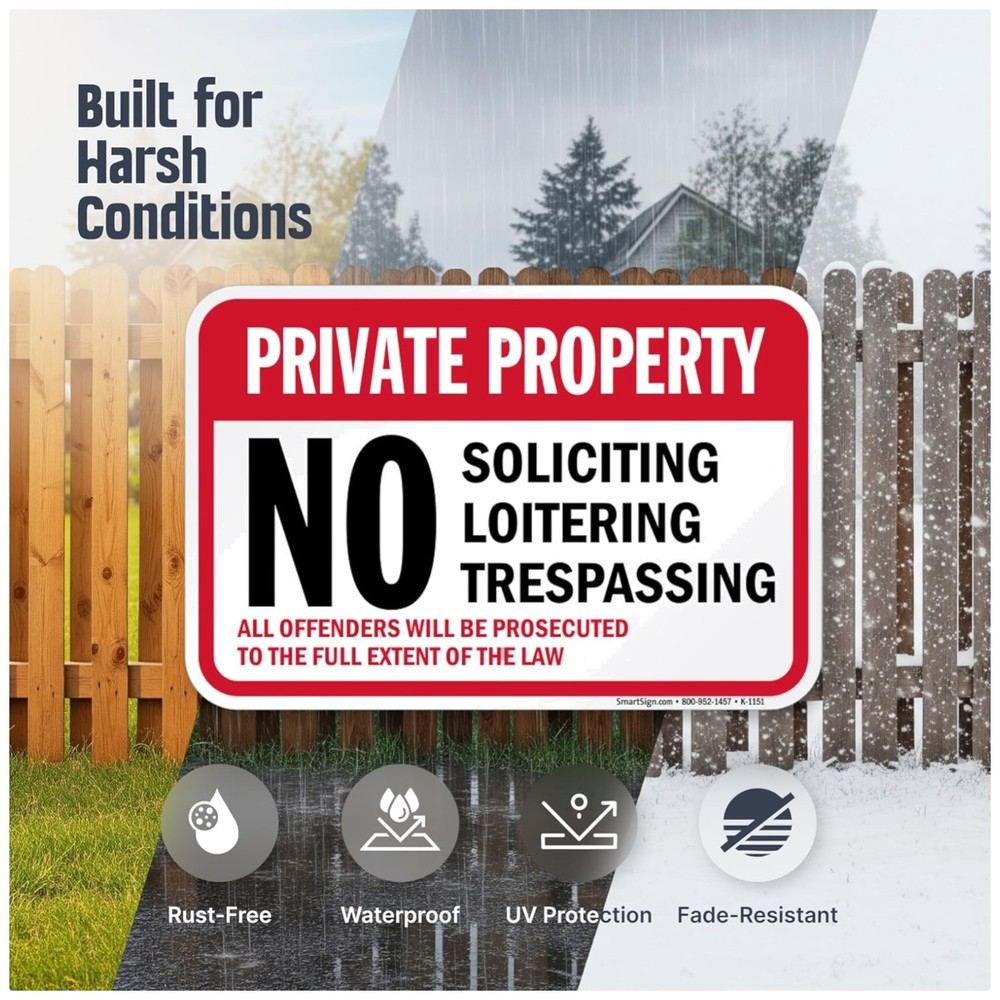 2-Pack Private Property Sign Set, 12×18 Inches