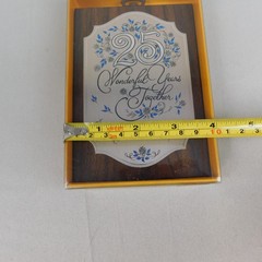 Vintage Cawley 25th Anniversary Wooden Wall Decor Plaque with Engravable Plate