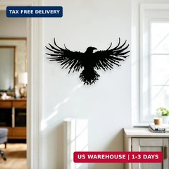 Metal Viking Raven Wall Art Norse Mythology Crow Wall Decor with Gothic Metal Wa