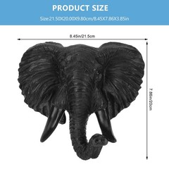 Elephant Head Wall Decor 3D Animal Sculpture Resin Wall Hanging African Wildl…