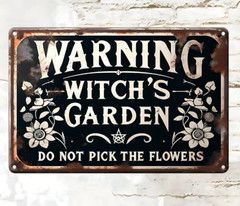 Rustic Witch Garden Wiccan Gothic Wall Decor Yard Spring Metal 12×8 Metal Sign