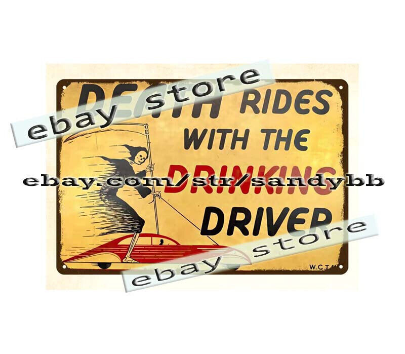death rides with the drinking driver metal tin sign inspirational dorm room