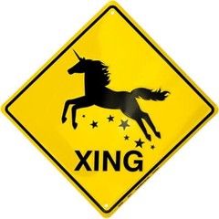 Unicorn Crossing Xing 12″ Aluminum Metal Sign Fantastical Magical Embossed Decor