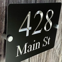 Engraved Custom House Home Number Street Address Metal 6×4 Sign & Offset Mounts