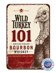 Retro Vintage Reproduction Wild Turkey 101 Aluminum Gift Sign 8″ x 12″