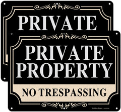 2 Pack No Trespassing Signs Private Property,10X7 Inch Rust Free Aluminum Metal