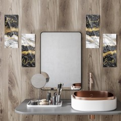 4 Pcs Black and Gold Bathroom Decor Black and Gold Wall Art 10 x 4 x 0.2 Inch…