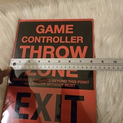 Game Controller Throw Zone Exit Red & Black Kalan Tin Metal Sign Set of 2