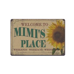 Mimi’s Place Vintage Style Sign with Sunflower Grandma Grandmother Welcome Gift