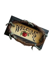Vintage 90s Grandma Farmhouse Welcome Sign With Branches & Apple & Ribbon