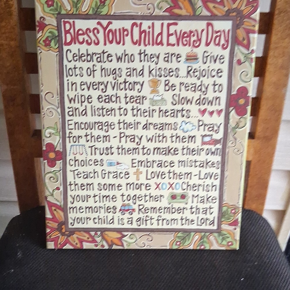 Religious Inspirational Floral Wood Wall Plaque, Multicolor Country Rectangle