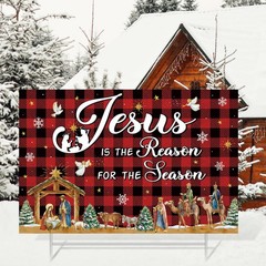 Christmas Nativity Yard Sign with Stakes 16 x 25 Inch Jesus Is The Reason for…