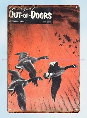 reproductions Michigan Out of Doors 1951 duck hunting metal tin sign