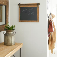 21 In. X 17 In. Wood Brown Sign Wall Decor with Chalkboard