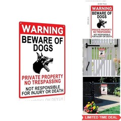 Beware of Dog Sign 8×12 Inch Aluminum Fence Yard Warning Metal Sign