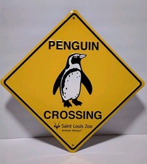 Set Of 4 St. Louis Zoo Crossing Signs: Elephant, Penguin, Polar & Grizzly Bear